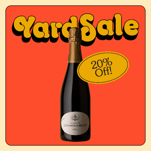 sale catalog ads example showing bottle of sparkling wine on orange retro background
