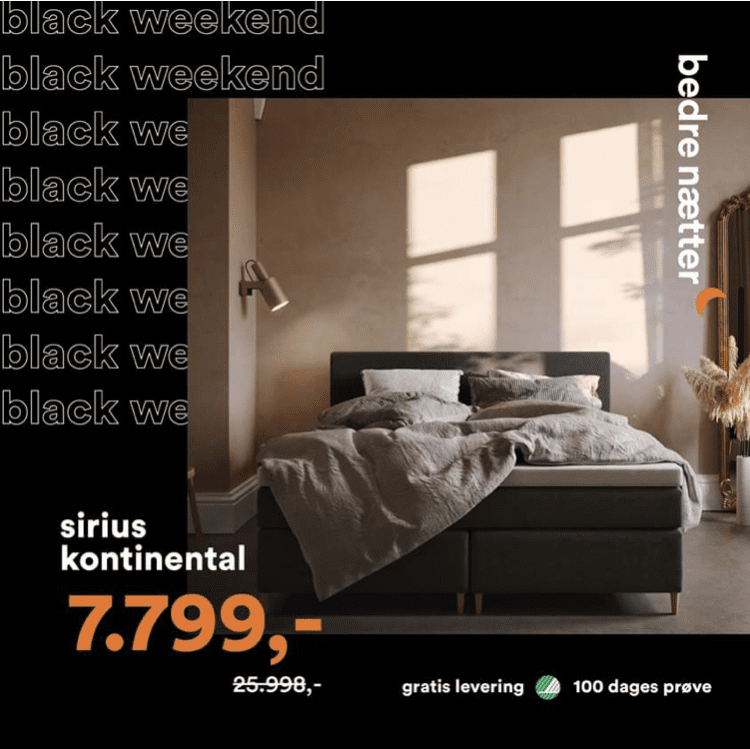black week catalog ads example showing bedroom and bed